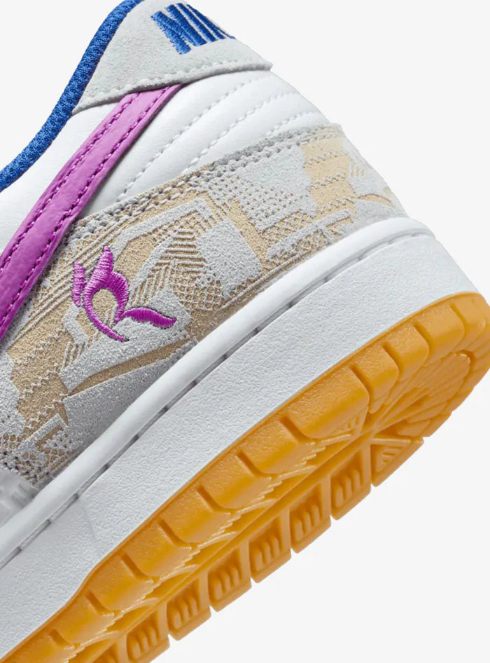 NIKE SB DUNK LOW PURE PLATINUM AND VIVID PURPLE